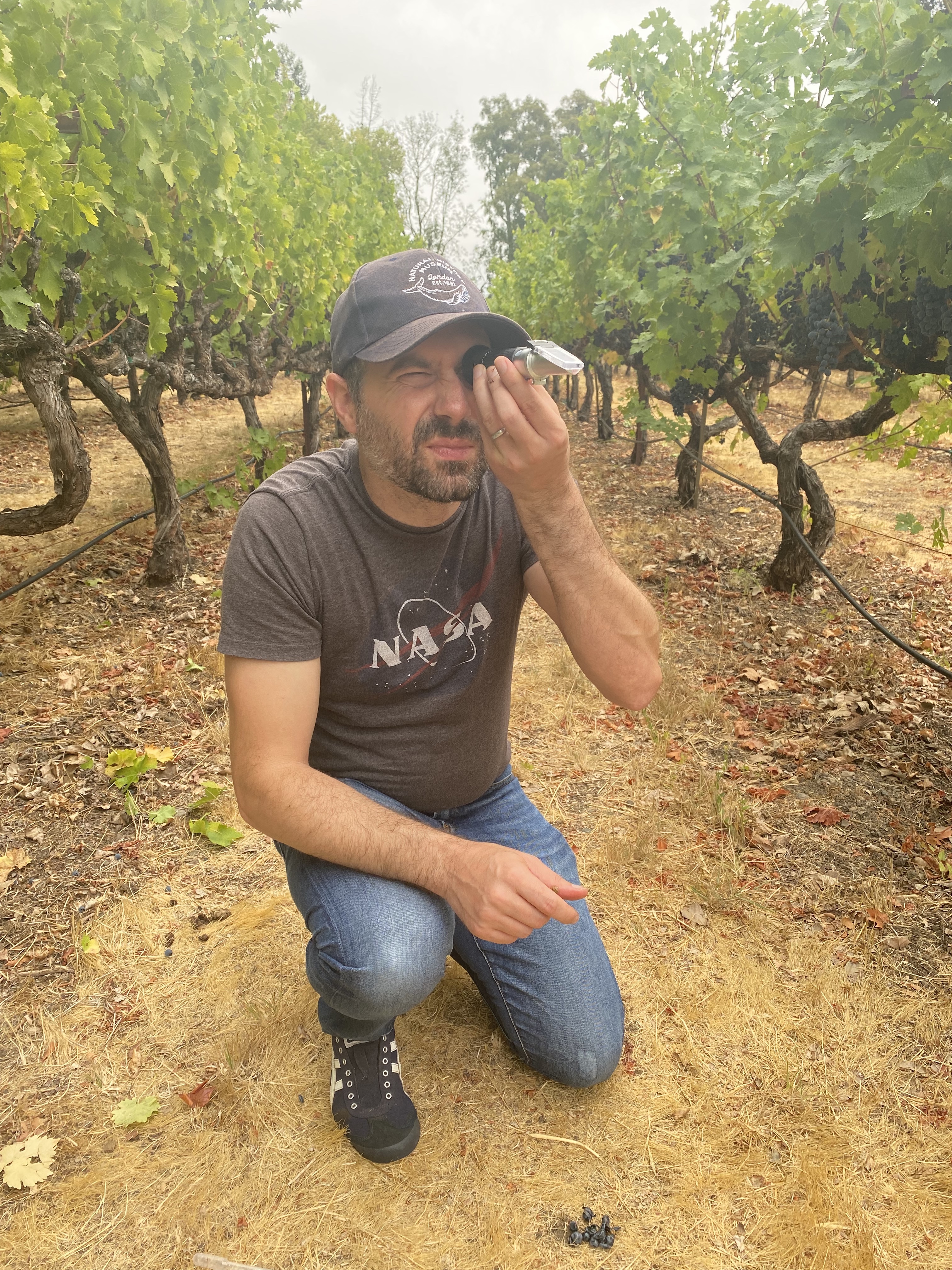 Refractometer in action, with the author.